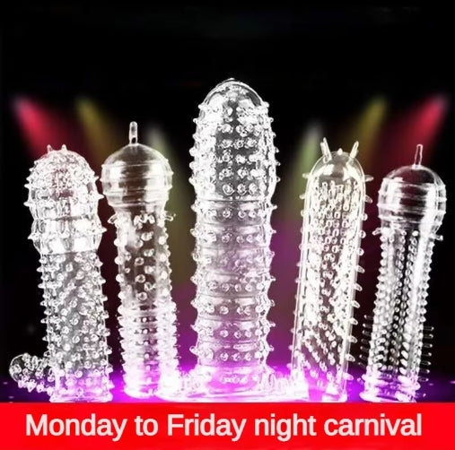 5PCS Transparents Condom Reusable Penis Sleeve For Men Penis Extension Enlargement Delay Cock Rings Ultra Thin Condom