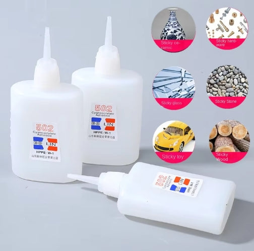 2Pcs 3 Sec. Quick-drying Super Glue 502 Instant Strong Adhesive Toys Crafts Shoes Paper Wood Plastic Fast Repairing Universal Adhesion