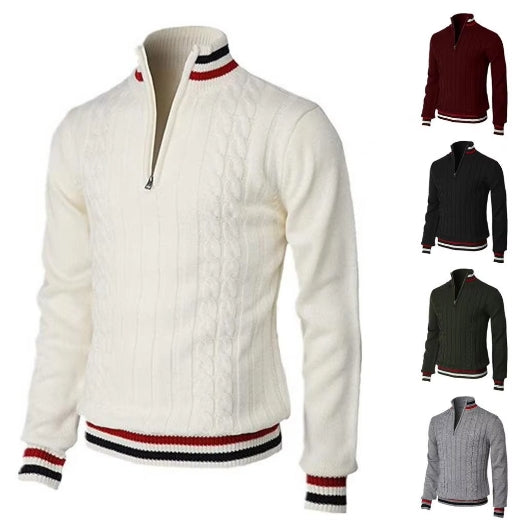 Men's British Style Zipper Turtleneck Thicken Sweater