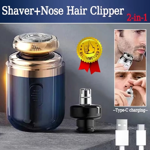 2 IN 1 Mini Portable Electric Shaver Nose Hair Trimmer Rechargeable Nose Hair Removal Shaver New Style Knife Men's Razor