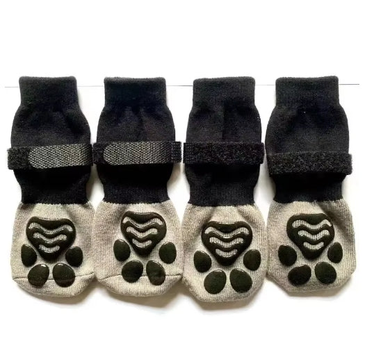 4Pcs Anti Slip Socks Dog Boots 4Pcs Paw Protector with Adjustable Straps for Small Medium Large Dogs Dog Shoes Botas Para Perros