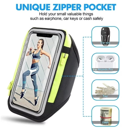 Running Sport Armbands For iPhone 16 15 14 13 12 Pro Max 14 Plus Samsung S24 Ultra Zipper Arm Bag Case For Key Card Money AirPods Pro 3