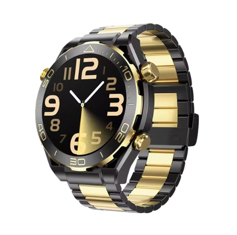 Luxury Black Gold Gesture Control Health monitoring Smart Watch Adjustable Strap GPS Tracker AMOLED Screen Bluetooth Call Outddoor Sport Smartwatch