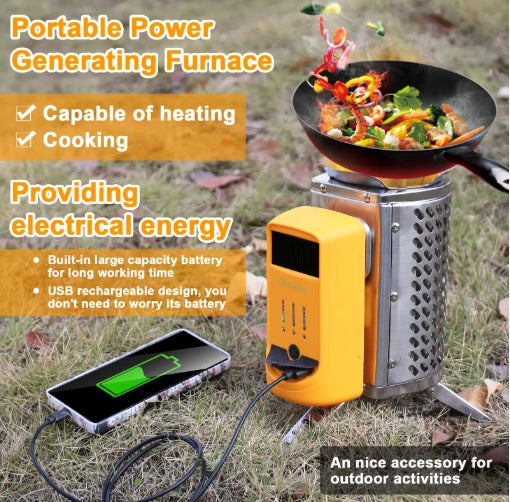 Fire Powered Woodstove Folding Rechargeable Outdoor Picnic Stove Stainless Steel Portable Camping Stove