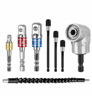 8Pcs 105 Degree Right Angle Drill Adapter Set 1/4inch Sleeve Turn-off Connector Adapter