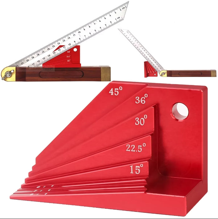 Angle Measuring Block Gauge with 15°-45°Adjustable Bevel Block Gauge Aluminum Alloy Measuring Block Angle Finder for Protractor