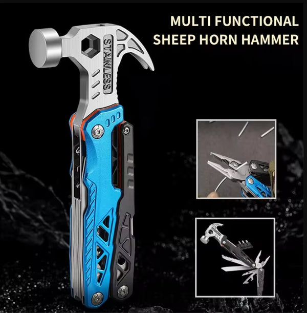 Upgraded 18 in 1 Adjustable Wrench Multitool Hammer Pocket Multi Tool Knife with Spring-Action Pliers For Outdoor Camping Daily