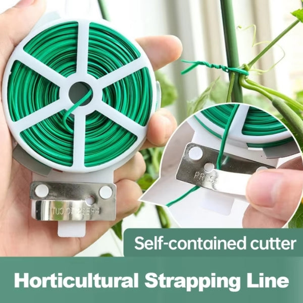 30/50m Garden Plant Fixed Rope Reusable Green Coate String With Cutter Sturdy Plant Twist Tie Gardening Vegetable Grafting Fixer