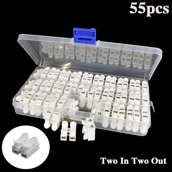 55Pcs Hardcover CH-2 Self-locking Push-type Copper Terminal Wire connector Screw terminal Barrier Strip Block Terminal