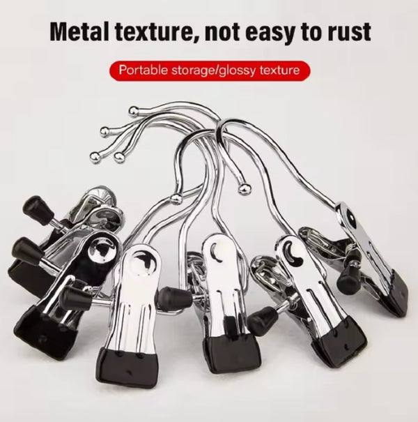 10Pcs Hanging Hooks Hanging Clips Stainless Steel Closet Hanger Hook Clips Hanging Boot Clothes Pins Hooks Portable Home Travel