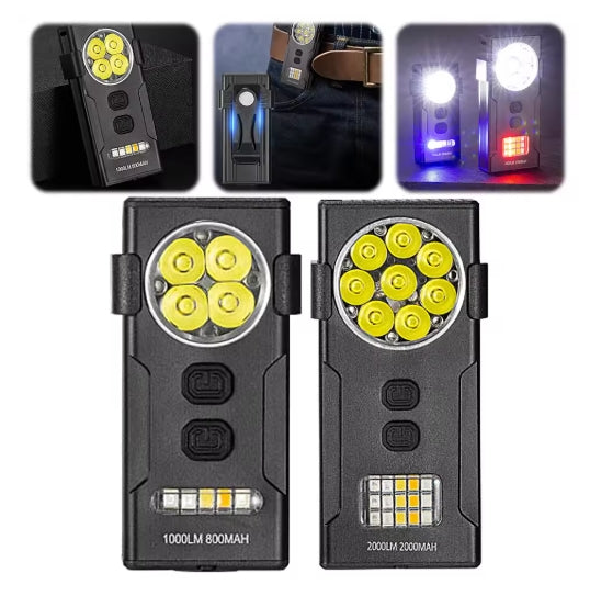8-Core 10 Modes Light Belt Lamp Work Light Bright Flashlight Mini Keychain Torch Outdoor Waterproof Camping Emergency Lamp Rechargeable Magnetic
