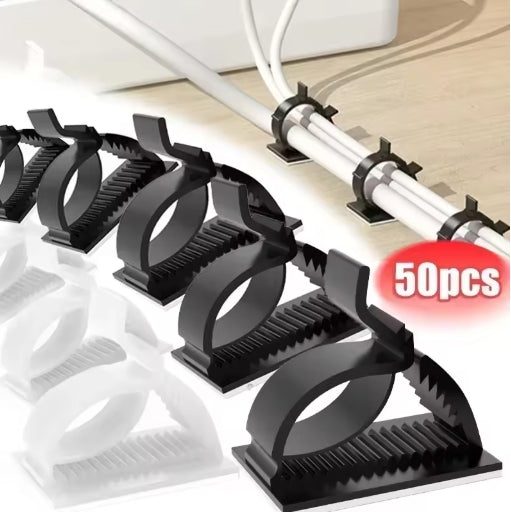 20Pcs Universal Adjustable Multipurpose Self-Adhesive Cable Clips Wire Clamps Cord Holders Desk Cable Management Home Office Car