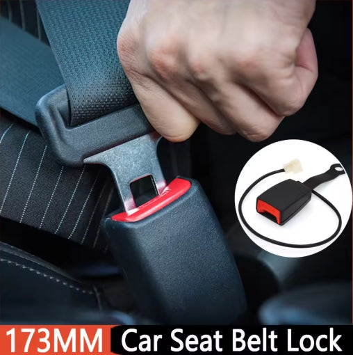 Universal 173mm Car Seat Belt Cam Lock Auto Safety Seatbelt Locking Buckle Padding Socket Plug Connector with Warning Cable