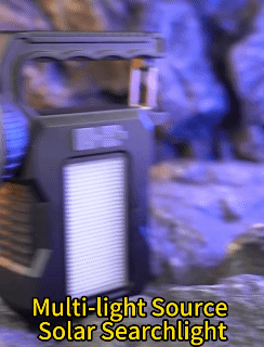 60000LM Mini Solar Light Handheld Emergency Flashlight with COB Emergency Red and Blue Side Light TYPE-C Rechargeable Portable Flashlight