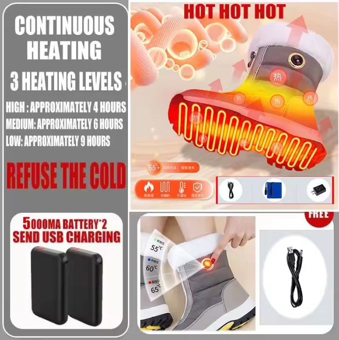 Women's Wool Electric Heated Shoes Heating Shoes Charging Heating Shoes Foot Warmer Wool Snow Boots