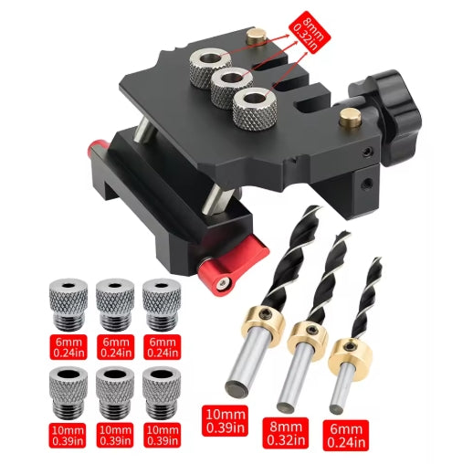 Self Centering Doweling Jig Kit, Drill Guides Locator for Straight Holes Biscuit Joiner, Multifunctional Woodworking Joints Tool