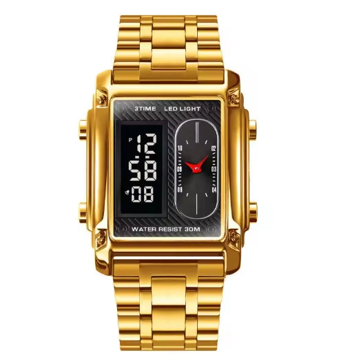 Dual-dial Fashion Quartz Watch Versatile Business Casual Wristwatch Personalized Electronic Watch