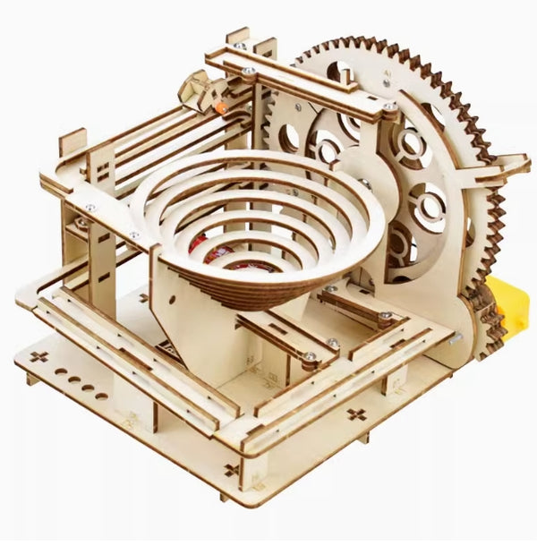 3D Wooden Puzzle Marble Run Set Mechanical Electric Track Roller Ball Model Building Block Kits DIY Assembly Toy Gift for kids Adult