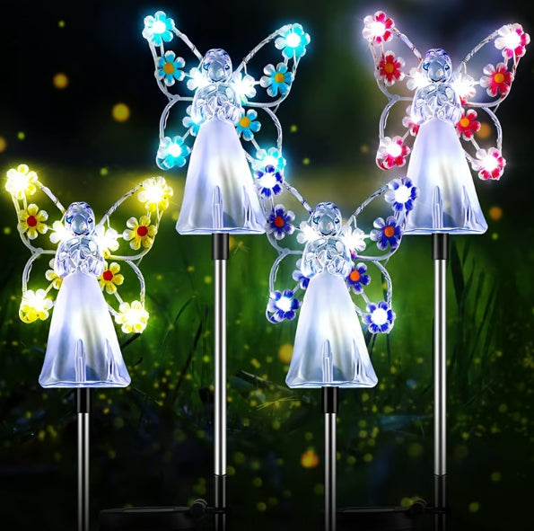 Solar Waterproof Angel lights Outdoor Angel Fairy Landscape Lights LED Solar Transparent Angel Ground Plug Lights Decoration