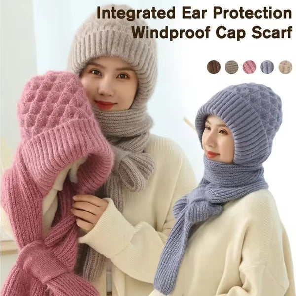 Integrated Ear Protection Windproof Cap Scarf Cold Protection Ear Protection Scarf Warm Brim Riding Windproof Hooded Scarf Set