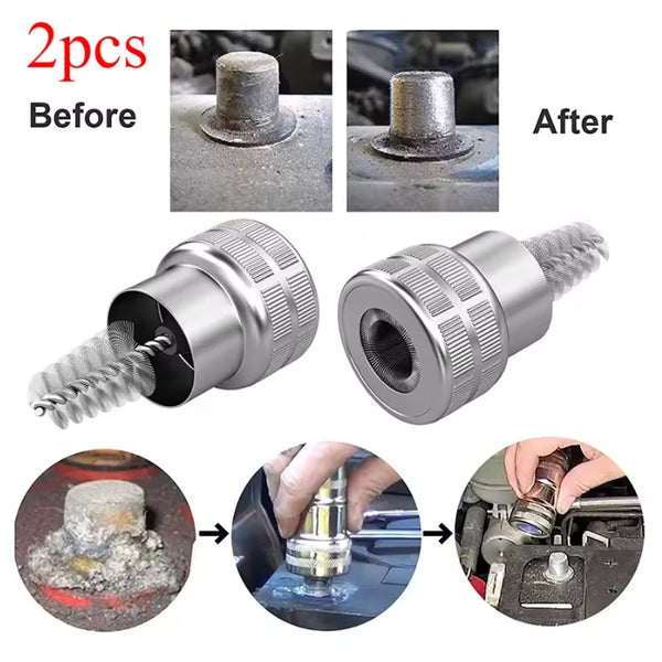 Car Battery Terminal Wire Brush Post Cleaner Dirt Corrosion Cleaning Brushes Stainless Steel Wire Brush