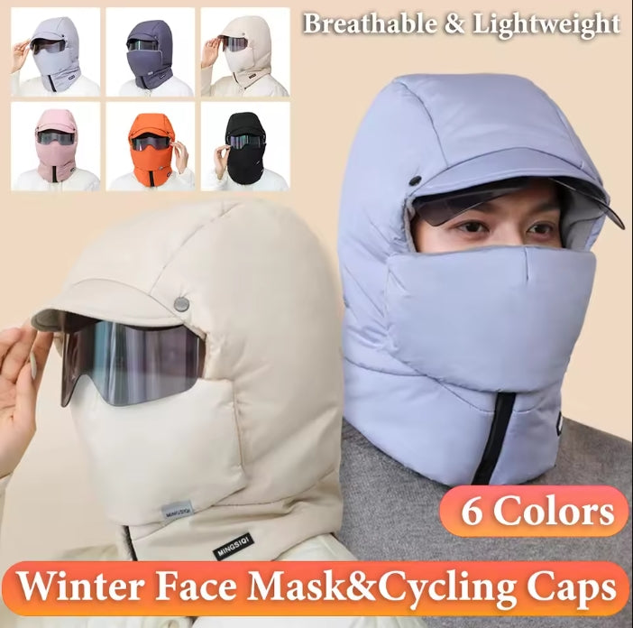 Windproof Full Face Outdoor Mask with Goggles Hooded Cotton Protective Breathable Windproof Full Coverage Outdoor Riding Mask