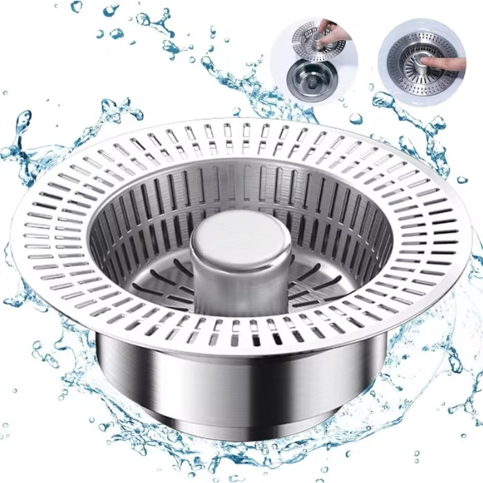 New Upgraded 3 in 1 Kitchen Sink Anti-Clogging Drain Strainer -Anti-clogging Anti-leakage Anti-odor Stainless Steel Kitchen Sink Stopper Up