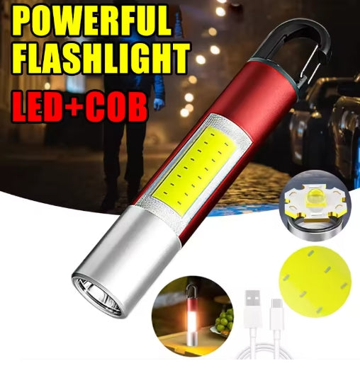 2Pcs 20000LM 5 Modes LED+COB White Laser Dual Light Source Flashlight USB Rechargeable Work Flashlight Outdoor Camping Torch