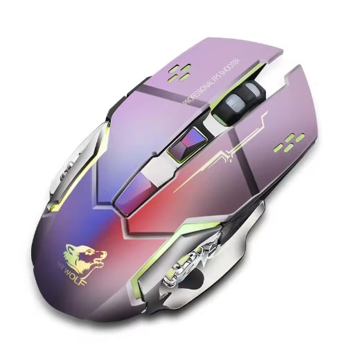 Mechanical Wireless 2.4G Rechargeable Mouse Mute RGB Backlit Optical Gamer Mause Ergonomic 2400 DPI Computer Mice For PC Laptop