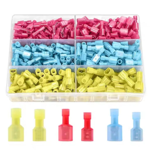 180PCS Fully Insulated Spade Terminals Nylon, Male & Female Quick Disconnect Electrical Cold-Pressed Wire Connectors Kit