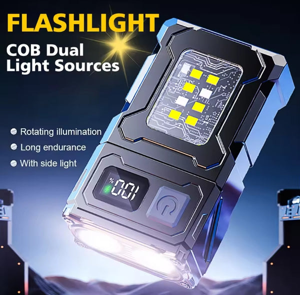 20000LM Super Bright  LED Keychain Flashlight Magnetic Rechargeable Working Light with COB Sidelight Waterproof Metal Clip Camping Light