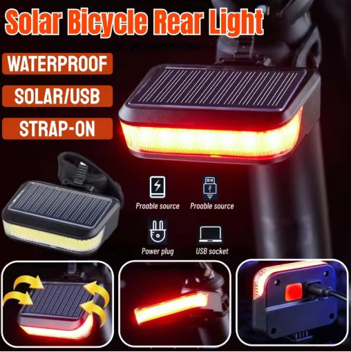 Solar LED Bike Tail Light MTB Road Mountain Bike Tail Light Night Cycling Safety Red Lamp