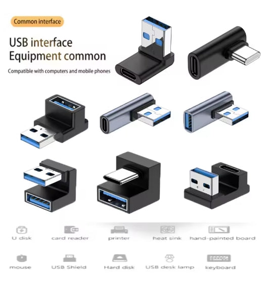 90/180° Right Angle USB 3.1 Extension Adapter Upward Elbow 10Gbps USB Adapters For PC Male to Female Extension Plug Converter