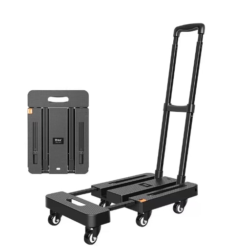 Four-wheel Small Cart Car Mounted Trolley Portable Shopping Cart Foldable Trailer Can Be Equipped with Ropes for Household Use