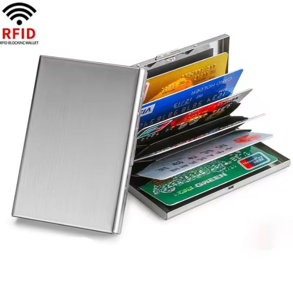 Anti Theft Brush Stainless Steel Wallet Ultra-thin Demagnetized Card Box Simple Card Sleeve Wallet