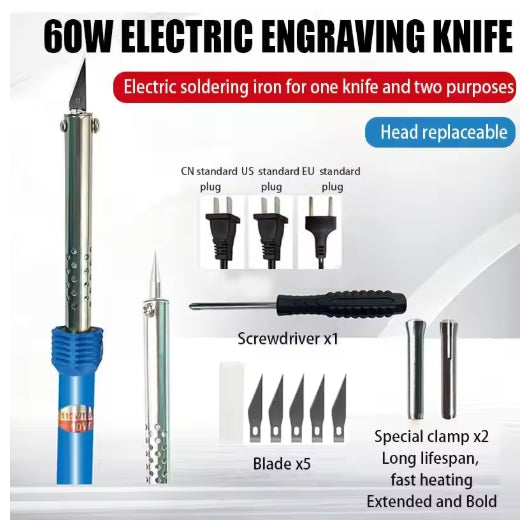 9Pcs 2 IN 1 Soldering Iron Heated Electric Engraving Knife Electric Cutter Hot Knife Cutter Plastic Cutter Tool Hot-melt Tool