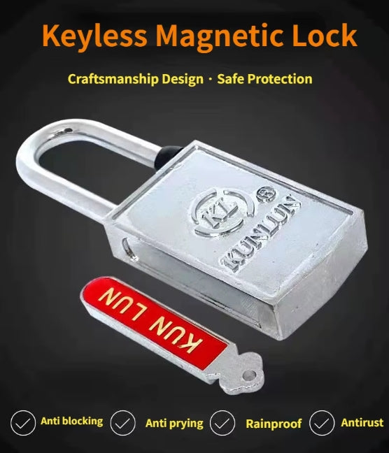 Magnetic Lock Padlock Magnetic Induction Password Lock Magnetic Strip Lock Anti-blocking Rain Rust Pry Door Padlock Home