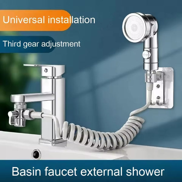 4Pcs/set Washbasin Faucet External Shower Head Set Pressurized Filter Head Extension Shower Set Handheld Faucet For Bathroom