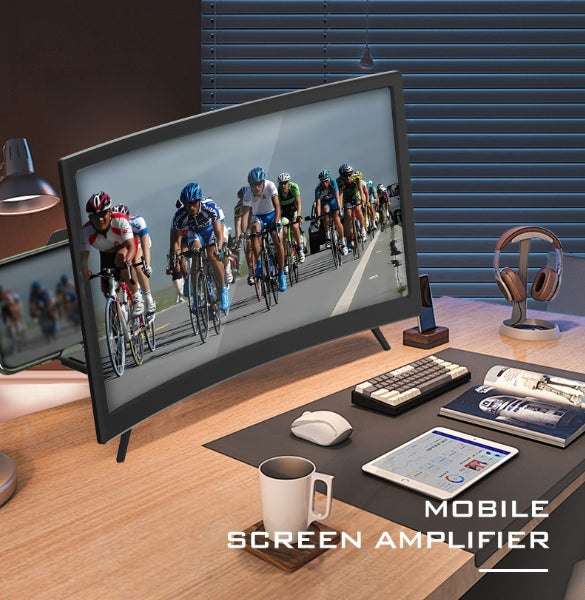 3D Curved HD Cell Phone Screen Magnifier with Foldable Phone Holder 12/14/16/18 inch Compatible with All Smartphones