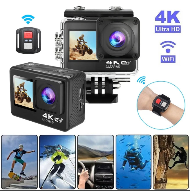 4K Action Camera Dual Screen E1 PRO WIFI Bicycle Motorcycle Helmet Camera Waterproof Sports Video DV Cameras