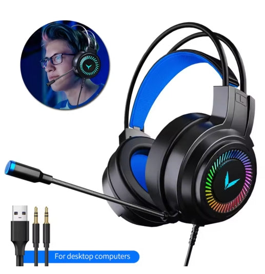 2 in 1 USB and 3.5mm Wired Headphones 7.1 Channel Stereo Surround Bass Earphone Helmet With Microphone For PC Laptop Gamer
