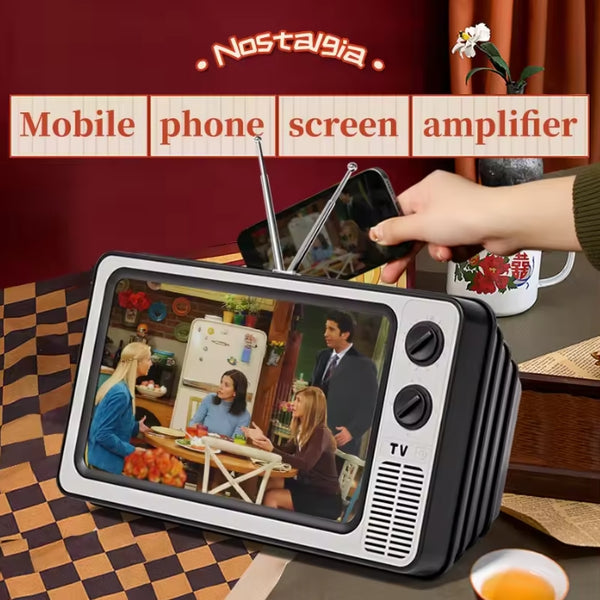 12 Inch Phone Screen Retro TV Box Magnifier Enlarged Expand Stand Phone Holder HD Video Amplifier Eyes Protection Retro TV Box