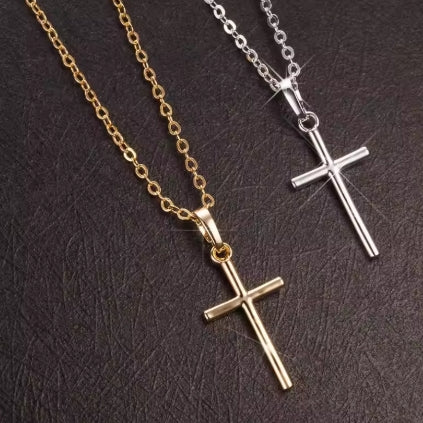 2Pcs Cross Necklace Silver and Gold