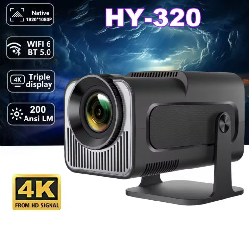 Smart Android11 4K Projector WiFi6 BT5 390ANSI HY320 Full HD 1080P Home Cinema Pocket Outdoor Office Portable Projector