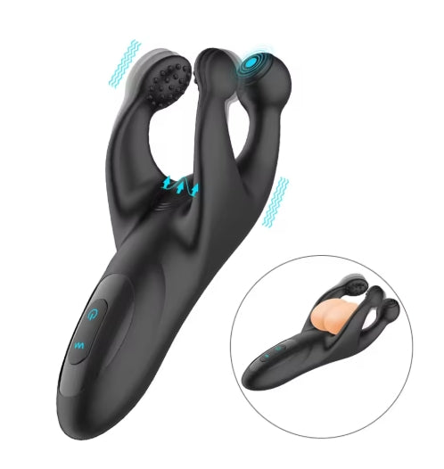 Male Vibrating Glans Vibrator Testicular Massager Scrotal Therapy Machines Kneader Perineal Tapping Scrotum Sex Toys for Men Male Delay Ejaculation Gay