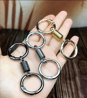 2Pcs Personality Spring Double Coil Keychain Carabiner Buckle Key Rings Anti-lost Climbing Hook Car Keychians Accessories