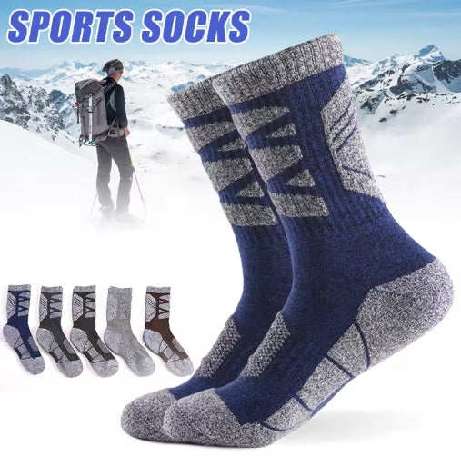 1 Pairs Winter Crew Socks Warm Mid Length Sports Socks Thick Knitting Terry Bottom Warm Control Ankle Socks For Men Outdoor Hiking