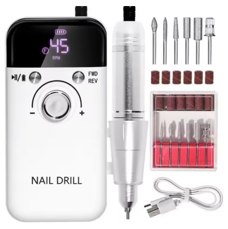 45000RPM Electric Nail Drill Machine Professional Nail Drills for Gel Nails Polish Rechargeable Portable Nail File Manicure Tool