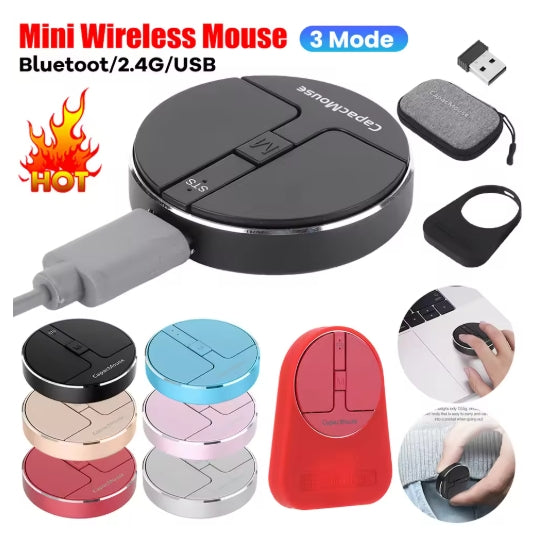 Ultra Thin Wireless Computer Mouse 3 Mode Bluetooth 5.2/2.4G/USB Capacitive Mouse Adjustable DPI with USB Receiver for Laptop PC
