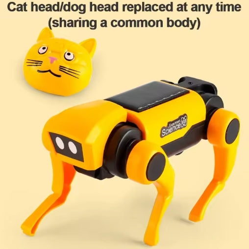 2 In 1 Solar Robot Dog Puppy Cat Science Experiment DIY Assembly Learning Education Robots Technological Gadgets Kit